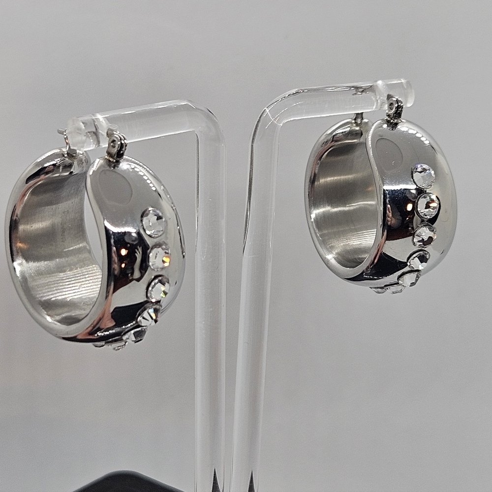 Chunky Steel Hoops With Swarovski Crystals